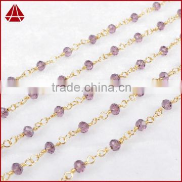 $4/meter by Trade Assurance- Natural Amethyst Stone Beaded Chain Roll-Free Shipping