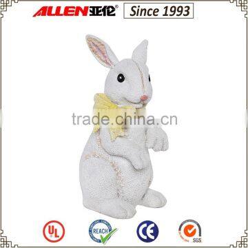 11.6" white resin linen finish rabbit figurine for Easter decoration