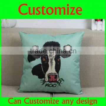 OEM 100% cotton printed cute home decorative pillow cover with border