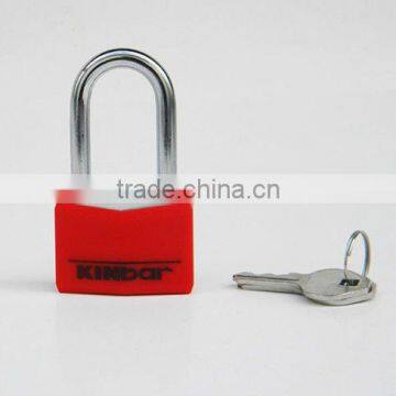 Aluminum padlock with colorful plastic outside