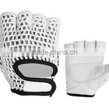 Cycle Bicycle Gloves, Leather Palm, Knitted Crochet Mesh Back