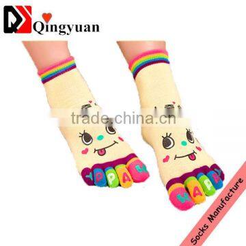 women custom dress toe socks smile funny pattern socks colorful cheap toe socks