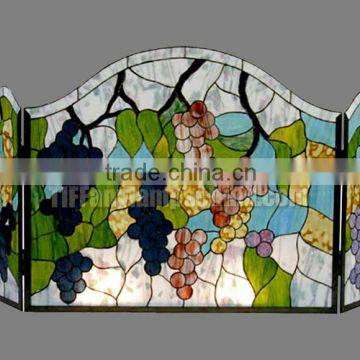 F-6 Grape Style Tiffany Stained Glass Fireplace Europe Style Stained Glass Panel Wholesale China Tiffany Windows photo-2