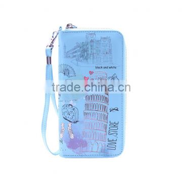 Guangzhou New Design PU Lady Zipper Around Wallet and Purses/Wholesale Fashion Gift