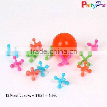 Cute Color and Size Crazy Plastic Bounce Toy Ball 12 Jacks & Ball Set