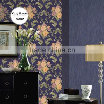 the most popular deep embossed vinyl coated wallpaper, midnight islamic damask wall decor for tv background wall , awesome wall