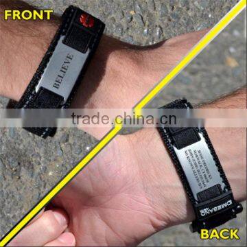 custom engrave id tag nylon bracelet fabric id bracelet