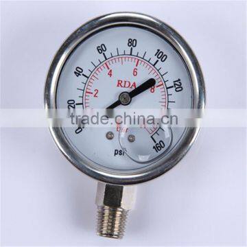 New Design Durable Light Weight Easy To Read Clear All Stainless Steel Compound Small Pressure Gauge