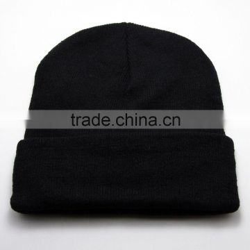 Knitted Cotton Blend Winter Leisure Style Oversized Beanie Hat Head Cap Black