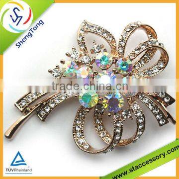 Stylish Jewelry Gold Plated Color peacock Full Shining Rhinestone Crystal Brooch