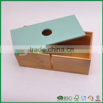 FB bamboo gift storage box with color lid