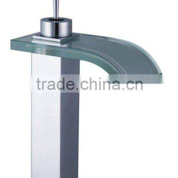 single handle glass waterfall wash basin mixer