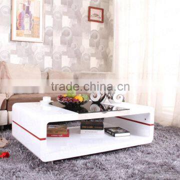 MDF Coffee Table White High Gloss Center Table photo-2