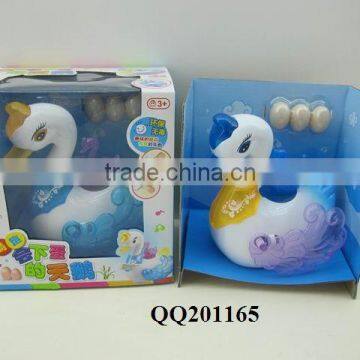 Plastic b/o bump & go toy laying swan