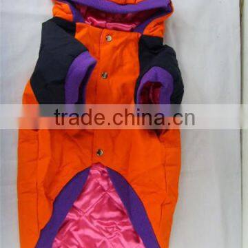 100% cotton Pet hooded outwear clothes / with two layers dog surcoat fashion orange jacket