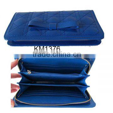 Yiwu Wholesale Blue Long Quality Leather Compartments Women Wallet