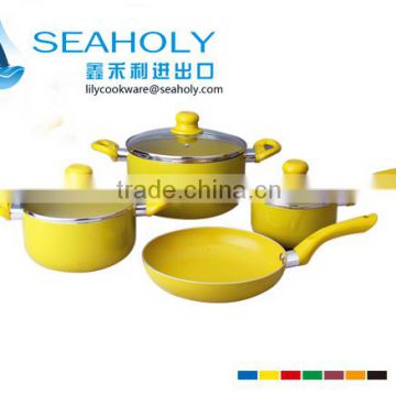 7PCS PRESSED ALUMINUM CERAMIC COOKWARE SET AS SEEN ON TV/induction bottom