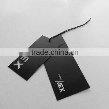 black printed paper tag with string for clothing