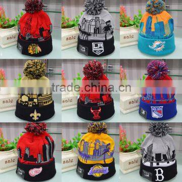 Custom knitted pom beanie hat /Custom print sublimation beanies,sport team beanie hats                        
                                                Quality Choice