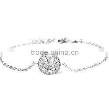 925 Italian Silver Smile Bracelet, Clear CZ Pure Silver Bracelet