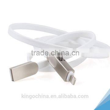 New design 2 in 1 alloy header USB charging cable