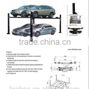 handle single side relese car auto parking lift four post parking lift with cheape price