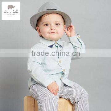 DB3037 dave bella spring baby boys fashionable tartan cotton baby tops baby shirts solid color