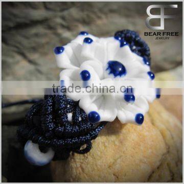 China's traditional handicrafts Blue Bauhinia Flower Ceramic Friendship Bracelet Bangle