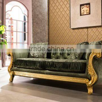 High Quality Antique Living Room Solid Wood Fabric Italian Classical Sofa AL187
