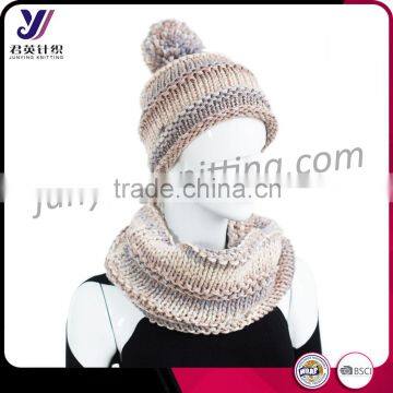 Wholesale Great qualtiy women knitted scarf beanie and glove sets (can be customized)