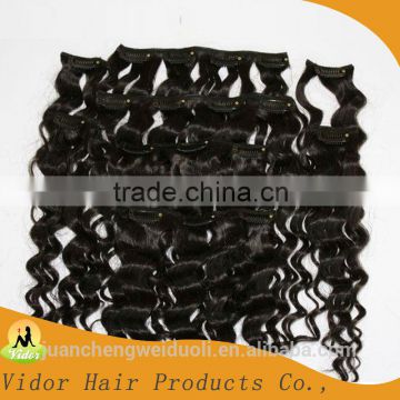 Unprocessed No Chemical Treated Deep Wave Remy Clip In Hair