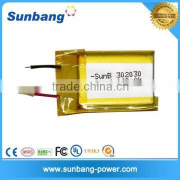 Anti -explosion 3.7V 140mah 302030 lipo battery long cycle life