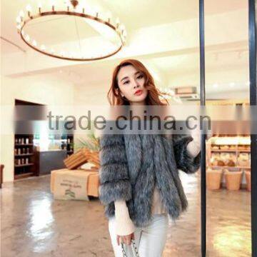 Modern fashion silver fox fur coat mink fur coat