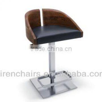 Leisure adjustable wood curve back bar chair