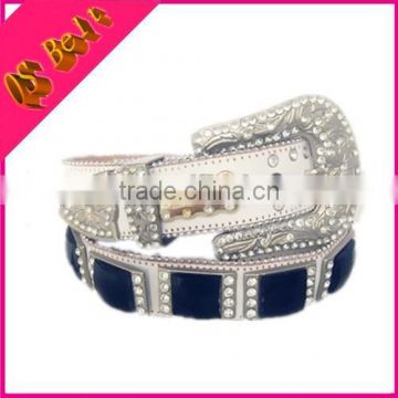 Woman Luxuriant Cinto White Leather Fashion Rhinestone Belt