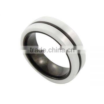 wholesale 2014 new fashion high quality stainless steel men black and white ceramic ring from jewelry manufacturer