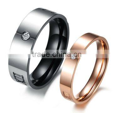Great gift new design stainless steel Elegant Romantic numerals couple rings