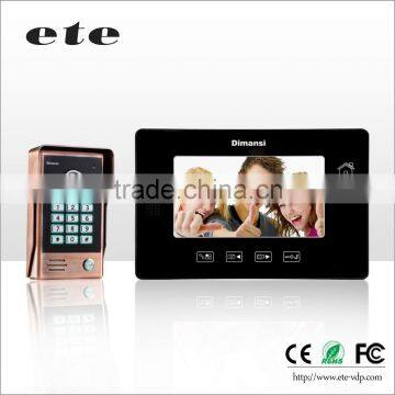 ETE factory ID card + password unlock 7" TFT LCD Wired Video Doorbell villa door video intercom system