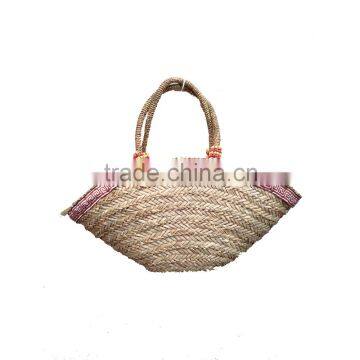 Handmade large straw beach bag