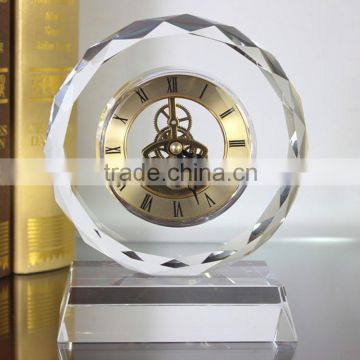 custom crystal table craft clock with custom company logos