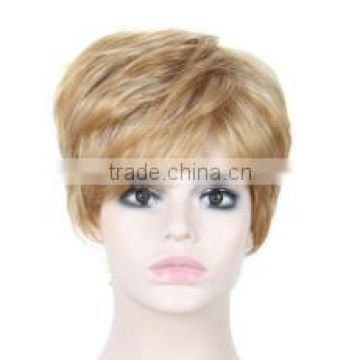 6" Female Haircut Short Straight Hair Wig Highlight color