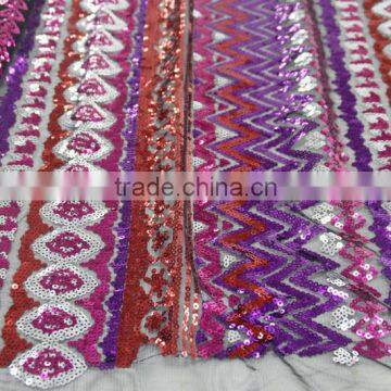 In stock Nigeria bridal embroidered tulle lace fabric with sequins,different colors available