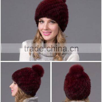 Luxurious Charming Winter Fashion Design Real Mink Fur Women Hat with Silver Fox Fur