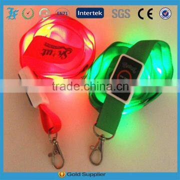 Custom polyester led flashing lanyards /cheapest led lanyard for promotion