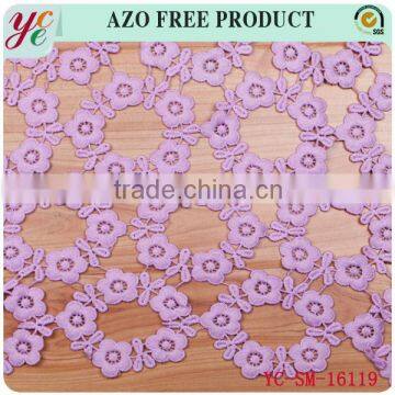 Small cut circular flowers indian lace embroidery fabric water soluble fabric for lady