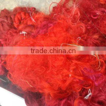 solid colored sari silk waste for textile artists, fiber art, yarn stores, spinners, weavers,