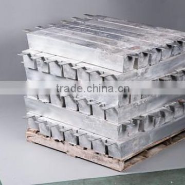 Aluminum anode for ship hull double insert