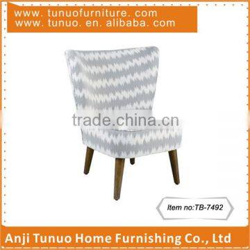 Solid wood chair for cafe,Wing back Leisure chair,KD antique finish rubber wood legs,piping around seat,TB-7492