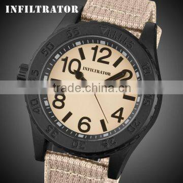 INFANTRY Men's Casual Sport Quartz Analog Brown Fabric Band Watch