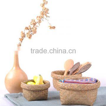 Three size seagrass woven storage basket